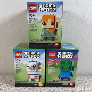 Lego Brickheadz Minecraft 40624 Alex 40625 Llama 40626 Zombie Lot of 3 Sets NEW